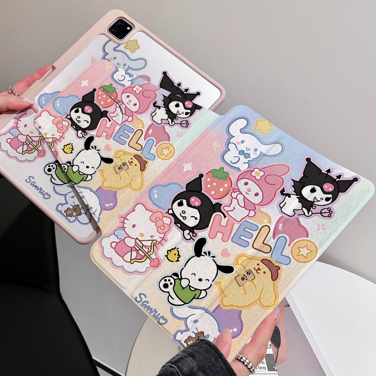适用苹果ipad pro11保护套air平板带笔槽磁吸三折蚕丝纹全包翻盖式mini防弯防摔亚克力360度旋转iPad保护壳
