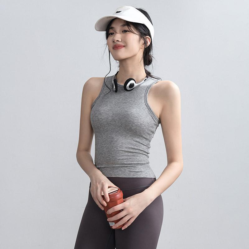 莫代尔罗纹无袖运动背心女 绝美普拉提瑜伽上衣健身文胸工字背心