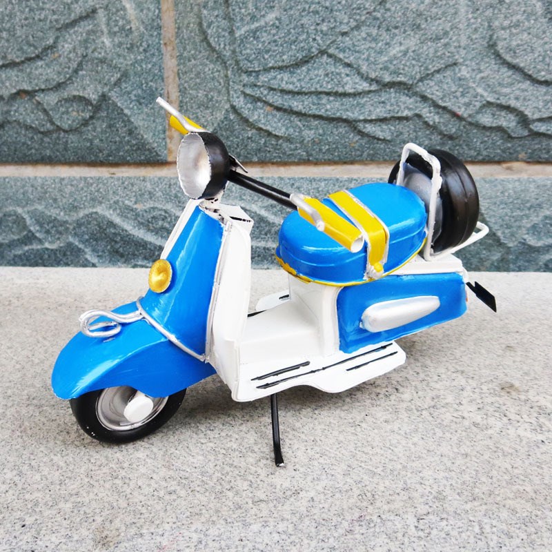 小绵羊踏板摩托车模型 铁艺工艺品摆件 创意书房酒柜装饰品小摆设