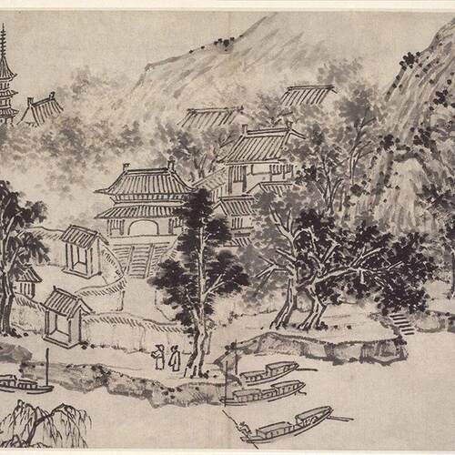 明沈周虎丘十二景名家山水画册宣纸清微喷复制临摹学习范本画稿