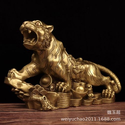 老虎摆件全铜金钱上山虎生肖虎上山虎金钱虎财源虎办公室工艺品