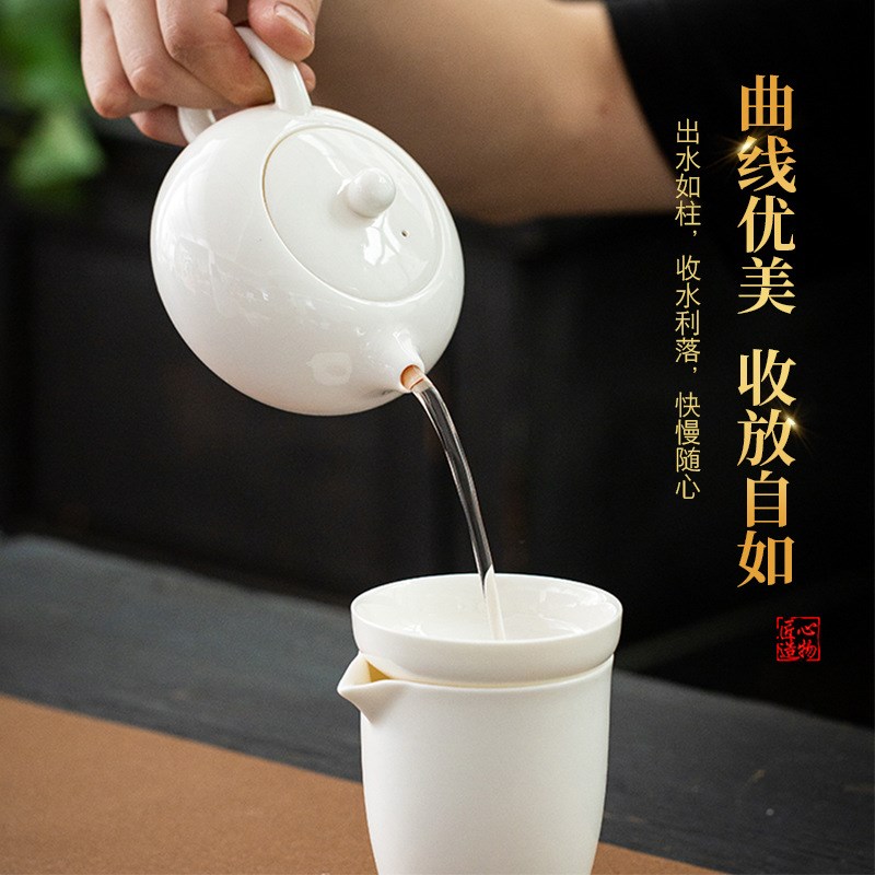 凤鸣壶纯手工名家会叫的德化羊脂玉白瓷家用大容量陶瓷鸟叫声茶壶