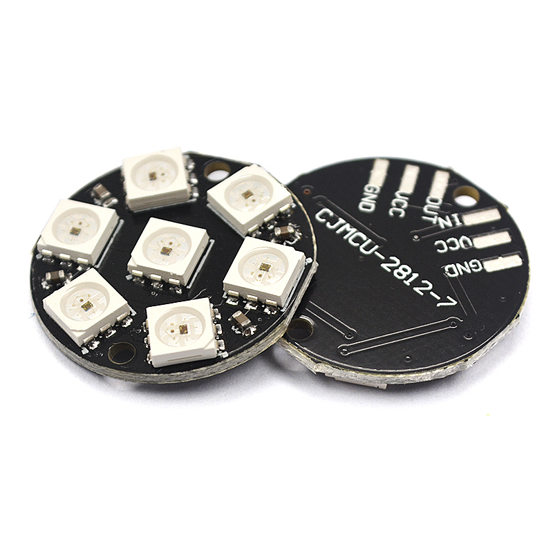 7位 WS2812 5050 RGBLED内置全彩驱动板模块彩灯圆形开发板模块