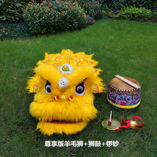 手工塑胶小狮子鼓套装6寸8寸舞狮子狮鼓锣钞全套佛山醒狮表演道具