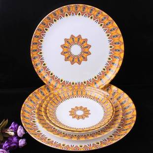 新疆风特色餐具圆盘民族饭店家用拌面大盘鸡椒麻鸡手抓饭炒面盘子