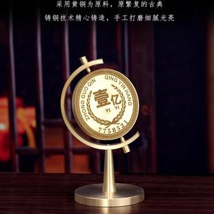黄铜一个亿转转赚个小目标高级感小众客厅办公桌小目标铜电脑摆件