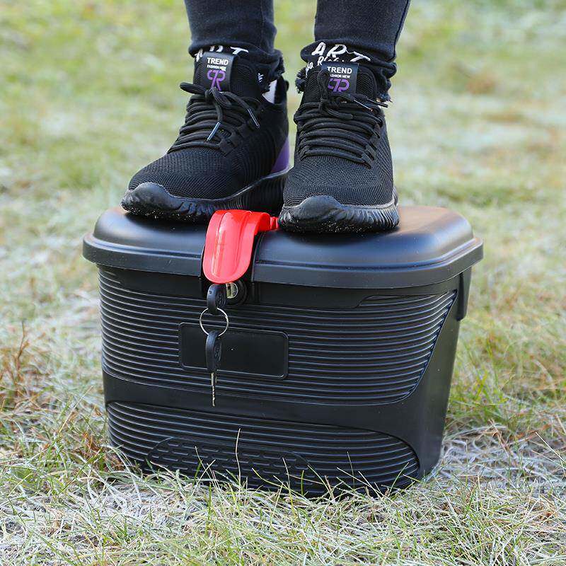 电动自行车后座车篮升级大容量加厚车筐防盗有锁带盖篮子储物箱