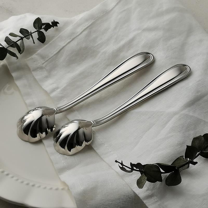 Purfi Perli 精美贝壳口形304不锈钢 糖勺咖啡勺咖啡匙 调料小勺