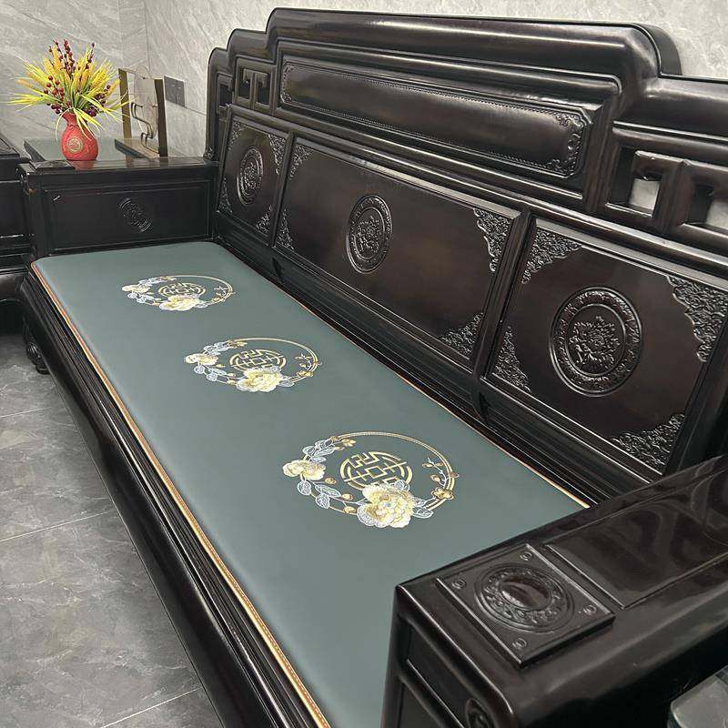 红木沙发坐垫新中式实木椅子罗汉床座垫冬夏两用真皮质感防滑定制