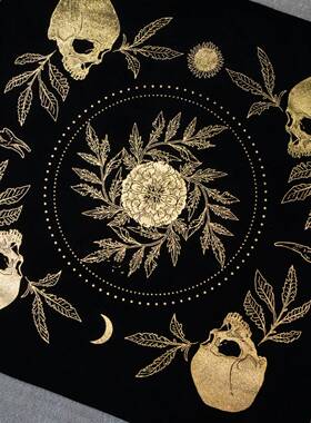 Marigold 万寿菊罗牌塔桌布塔牌罗牌黑色烫金垫子绒布tarot cloth