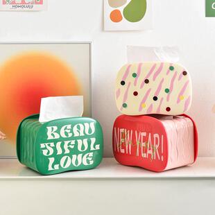 饰品摆件卧室创意可爱纸巾收纳抽纸盒 高颜值纸巾盒家用客厅餐桌装