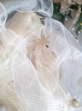 BG DESIGN圣诞树宽网纱欧美风圣诞装饰网红渔网纱圣诞丝带DIY材料