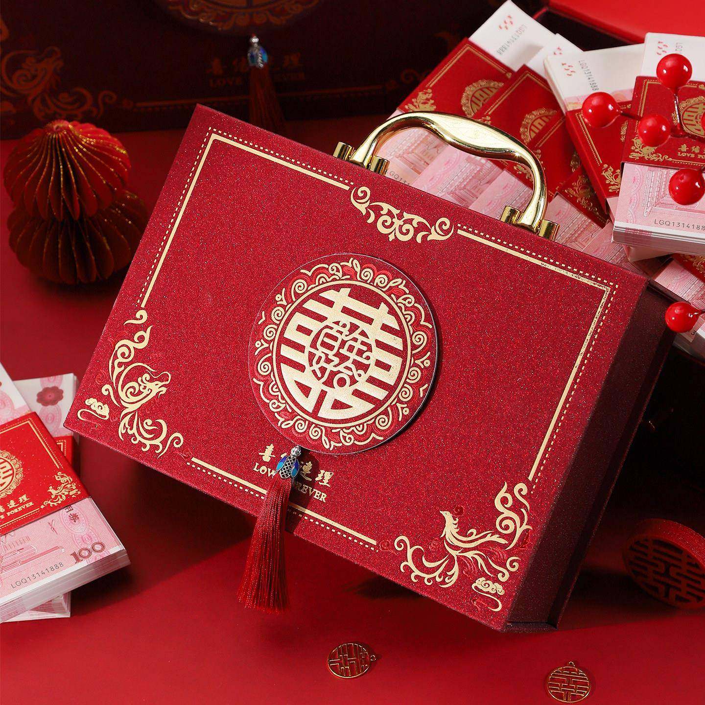 订婚彩礼钱盒子礼金盒结婚用品彩礼盒10万30万聘礼箱提亲礼盒高档,节庆用品/礼品,礼金箱,淘宝优惠券,粉丝福利购,淘宝优惠卷