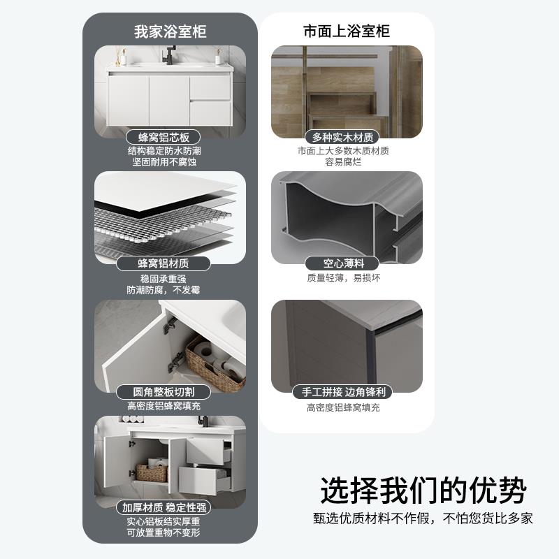 2025新款卫生间太空蜂窝铝浴室柜组合陶瓷一体洗手盆洗脸台洗漱池