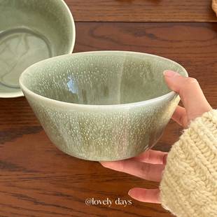 lovely days ins嫩绿色亮釉窑变渐变纹理陶瓷釉下彩酸奶碗小食碗