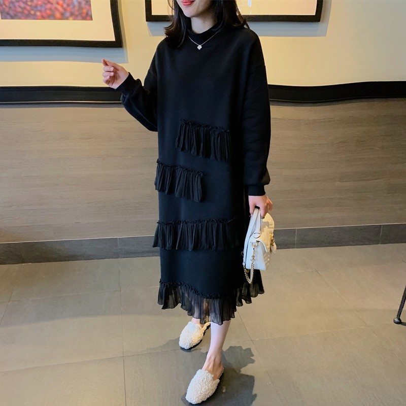 2021春季新款智熏法式桔梗复古山本过膝的法国小众蛋糕连衣裙子女