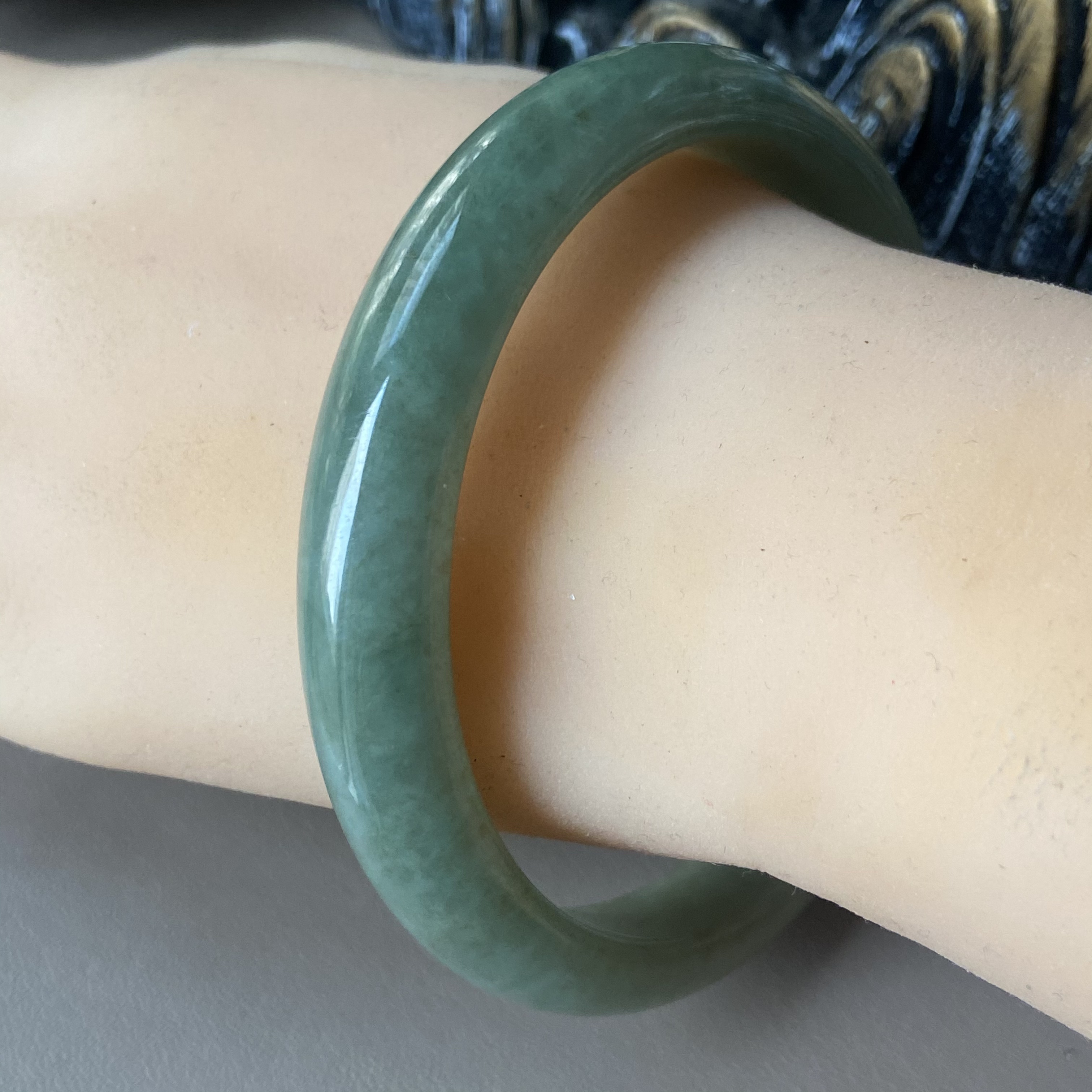 天然缅甸翡翠手镯63冰糯种满绿油青绿特大号64玉镯子老坑a货0212