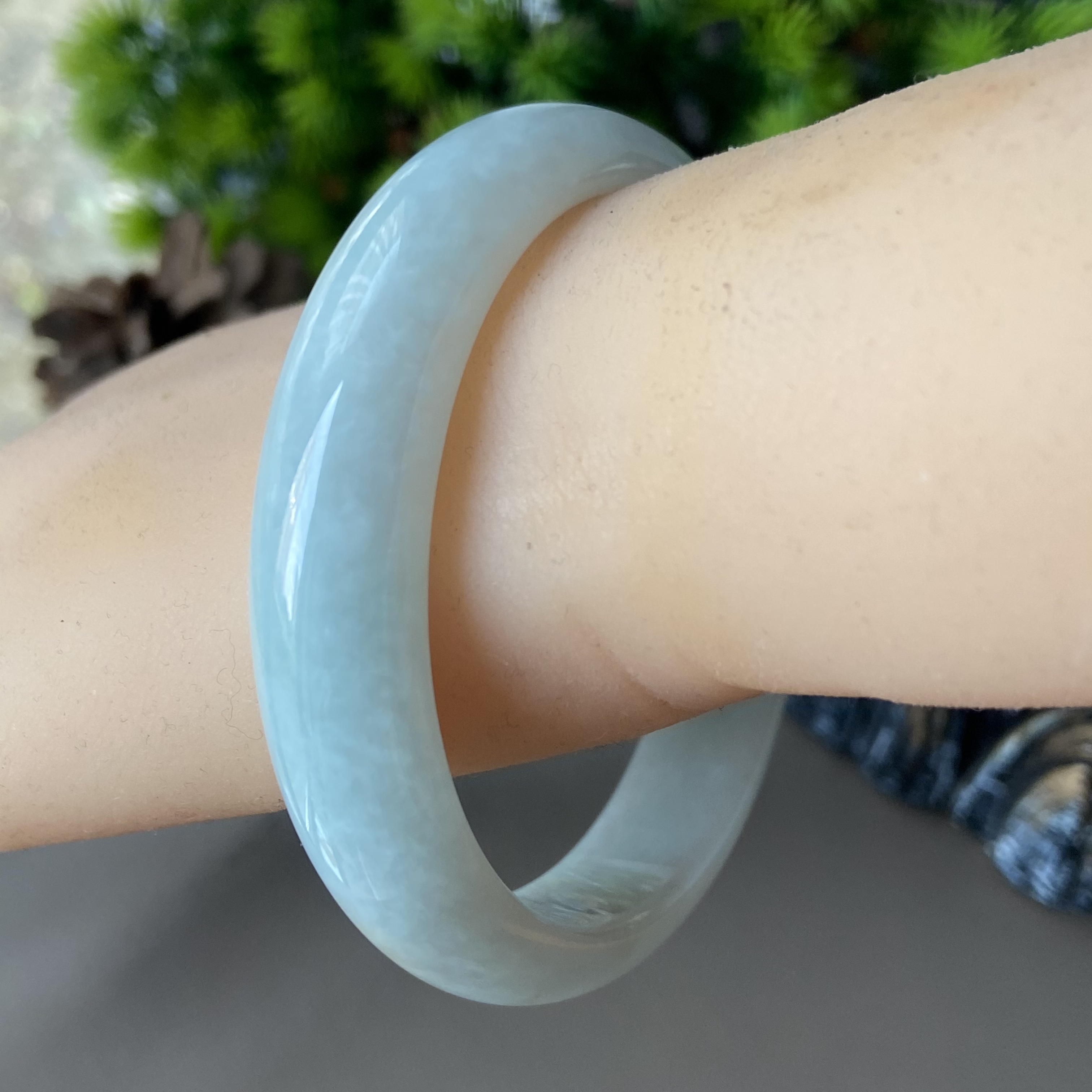 天然缅甸翡翠手镯60冰糯种满绿浅绿玉镯子59老坑a货0577带证书