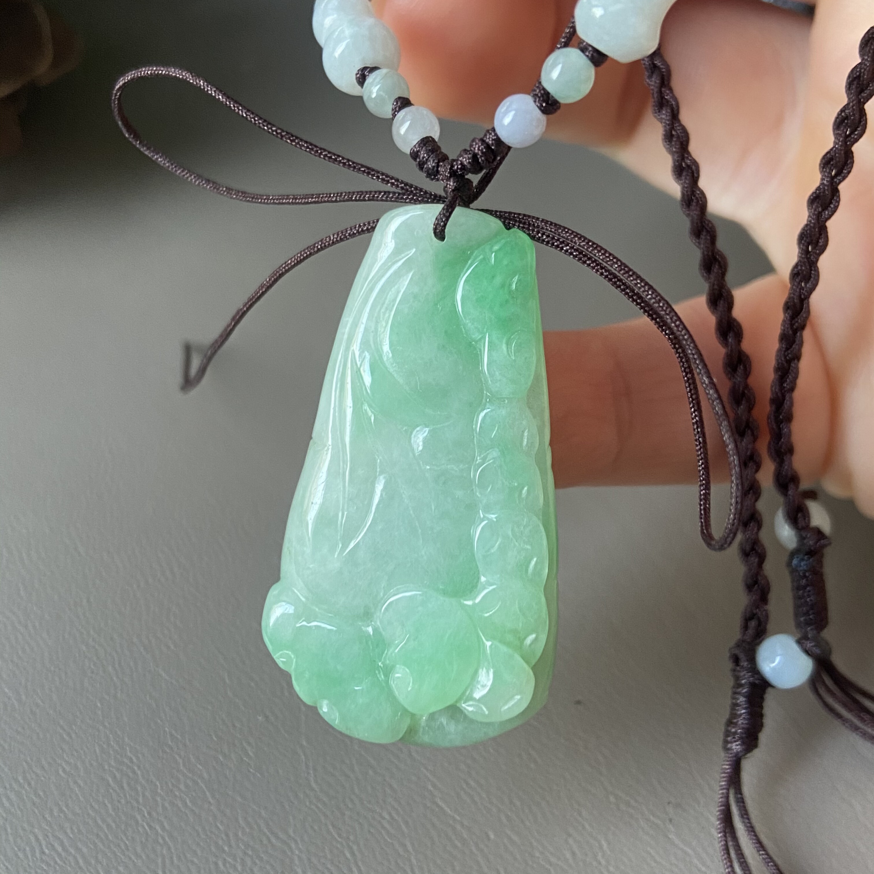 天然缅甸翡翠吊坠冰种满绿飘阳绿竹节挂件玉坠老坑a货1843带证书