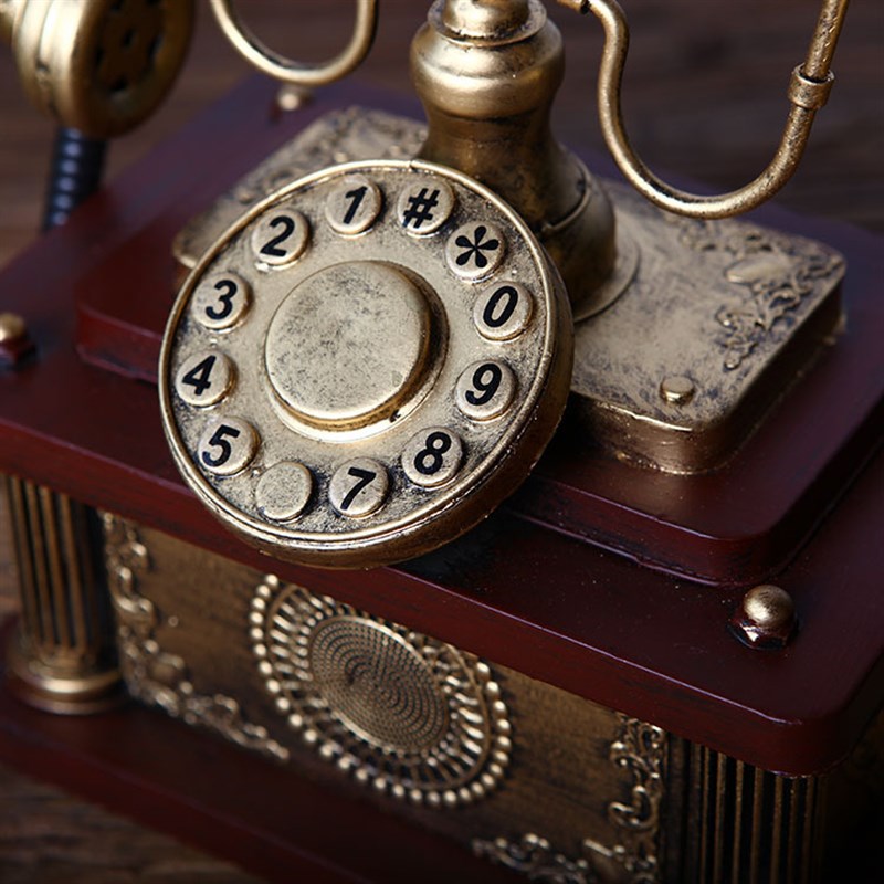 复古电话机座机摆件 铁艺手工工艺品古典电话机模型 橱窗影视道具