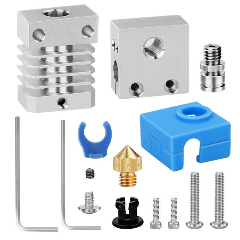 3D打印机全金属加热端散热冷却块hotend挤出机喉管喷嘴套件装配件