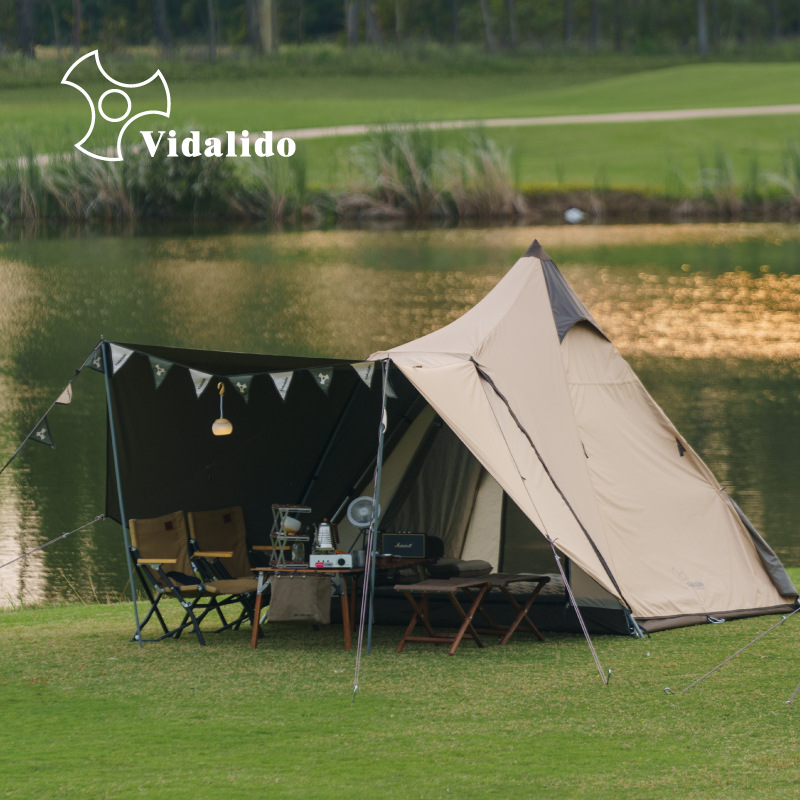 vidalido户外精致露营自动印第安带门厅pro遮光防雨防晒公园帐篷