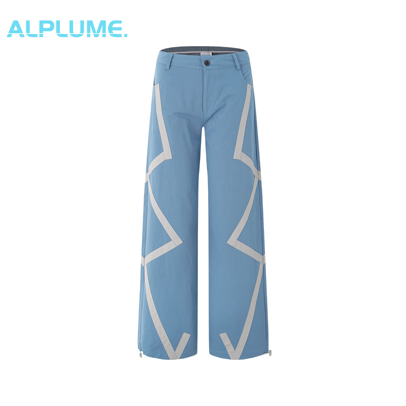 设计感基础休闲个性浅蓝色长裤男