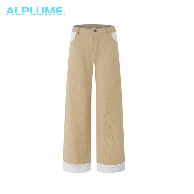 ALPLUME男士休闲裤简约纯色拼接裤休闲感透气舒适直筒裤工装裤