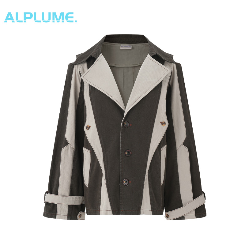 高端风衣男短款春季拼色休闲