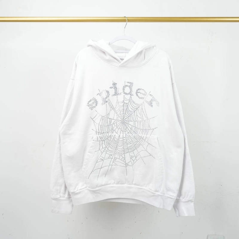 thumbnail for Casual spider web hot diamond logo hooded long-sleeved sweatshirt