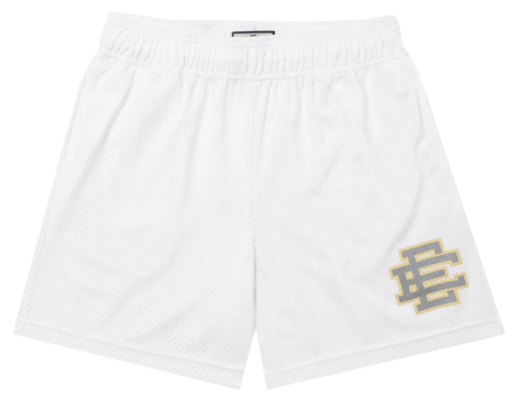 thumbnail for EE white simple LOGO printed mesh shorts