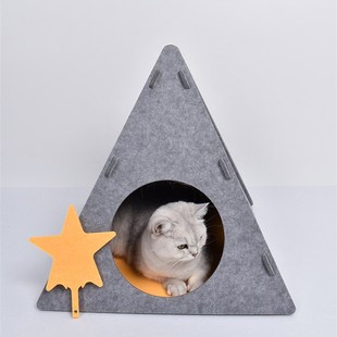 猫咪毛毡帐篷屋拼搭可拆洗冬季 猫帐篷 保暖四季 通用猫床猫屋封闭式