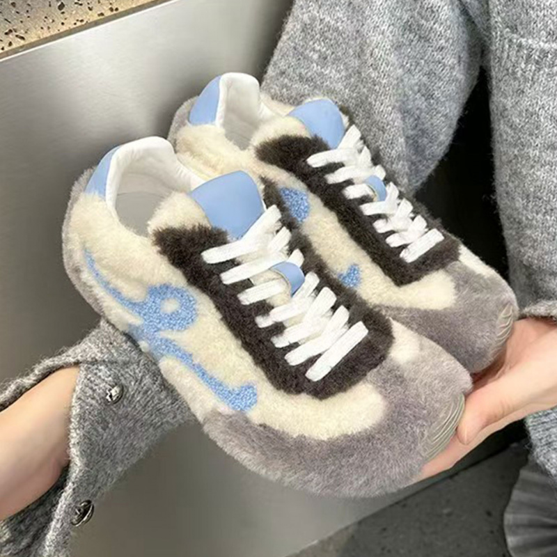 明星同款阿甘鞋丑萌毛毛鞋