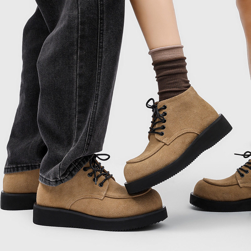 2026年春季情侣款德比鞋复古英伦系带风工装通勤厚底马丁靴,流行男鞋,马丁靴,淘宝优惠券,粉丝福利购,淘宝优惠卷