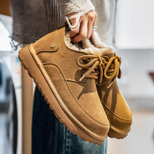 男士雪地靴冬季保暖加绒加厚厚底增高短靴情侣款防滑严寒棉鞋