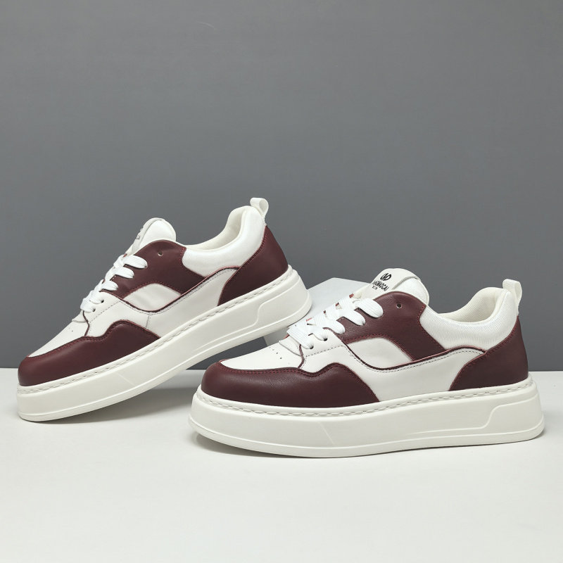 男生拼色板鞋男款潮鞋透气男士厚底运动松糕休闲潮鞋单鞋单线系带