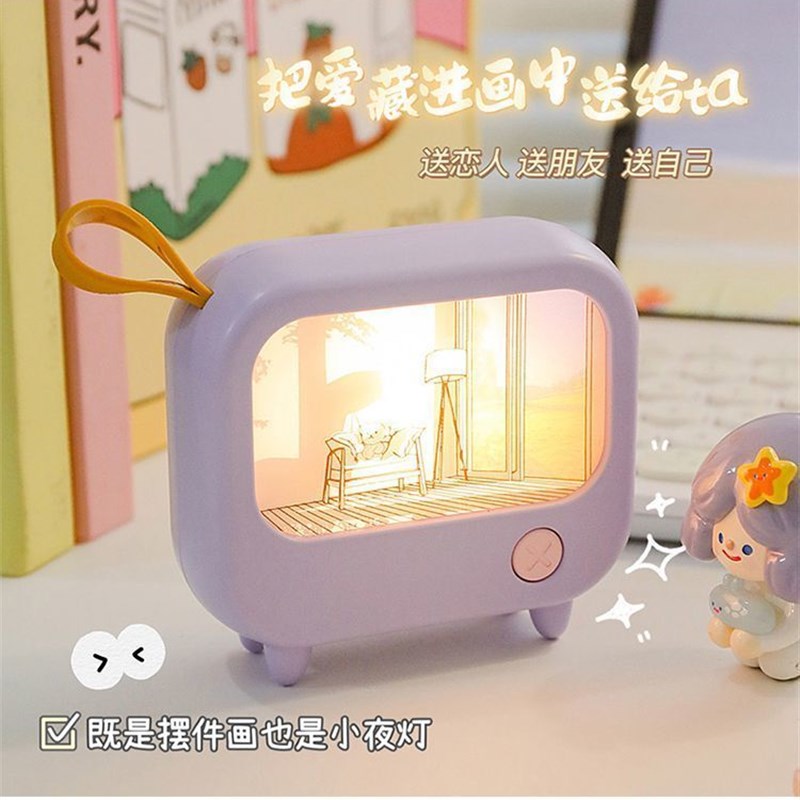 创意灯光画小夜灯卧室床头睡眠充电氛围灯K装饰网红桌面摆件礼物