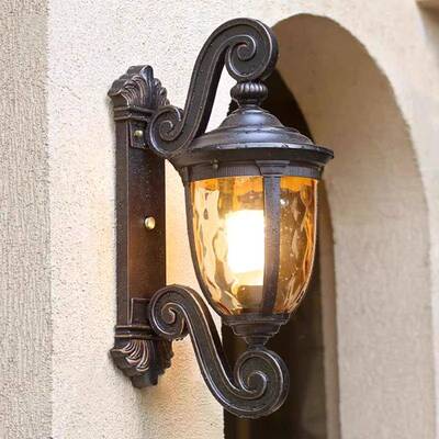 高档欧式壁灯别墅小区庭院铝材防锈古铜色接电阳台户外壁灯