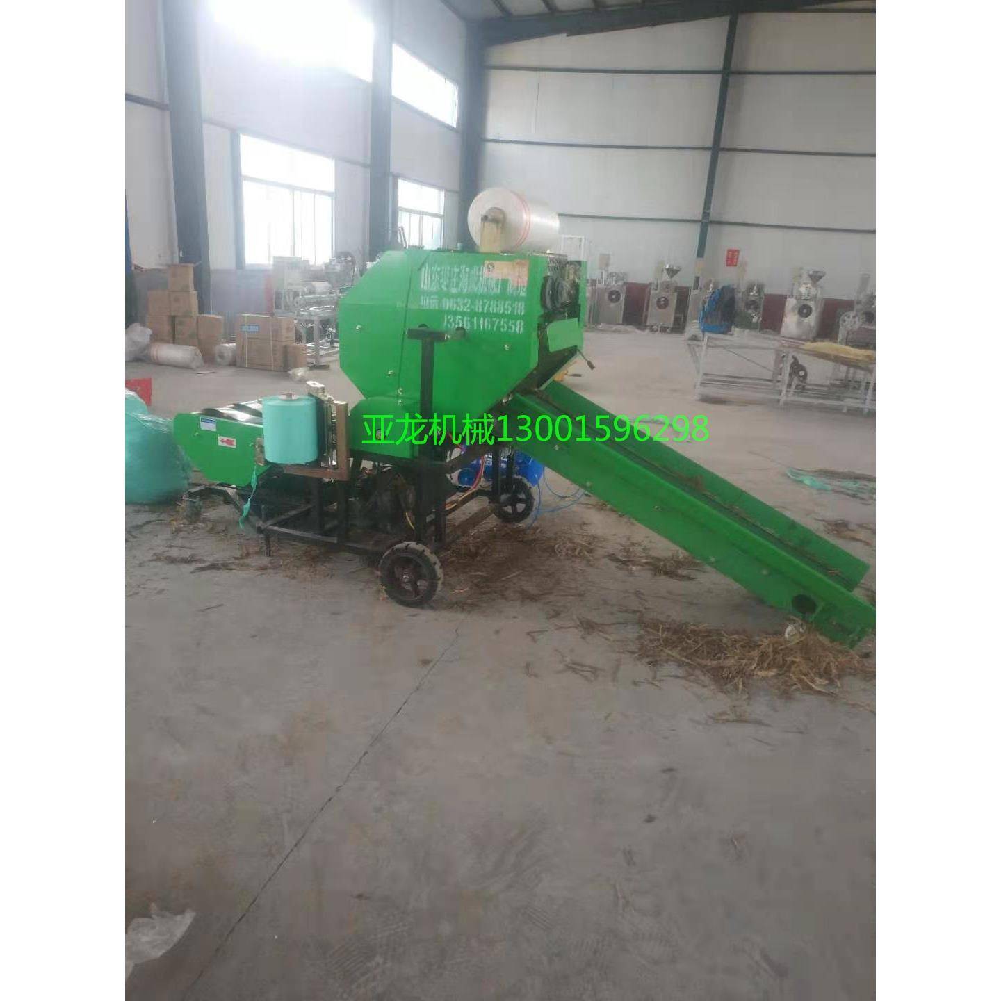 新型青贮牧草饲料打捆包膜机牛羊马猪青储裹包压块机发酵饲料机