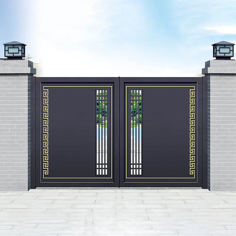 农村自建房别墅庭院花园铝艺大门新中式高端铝合金小区入户双开门