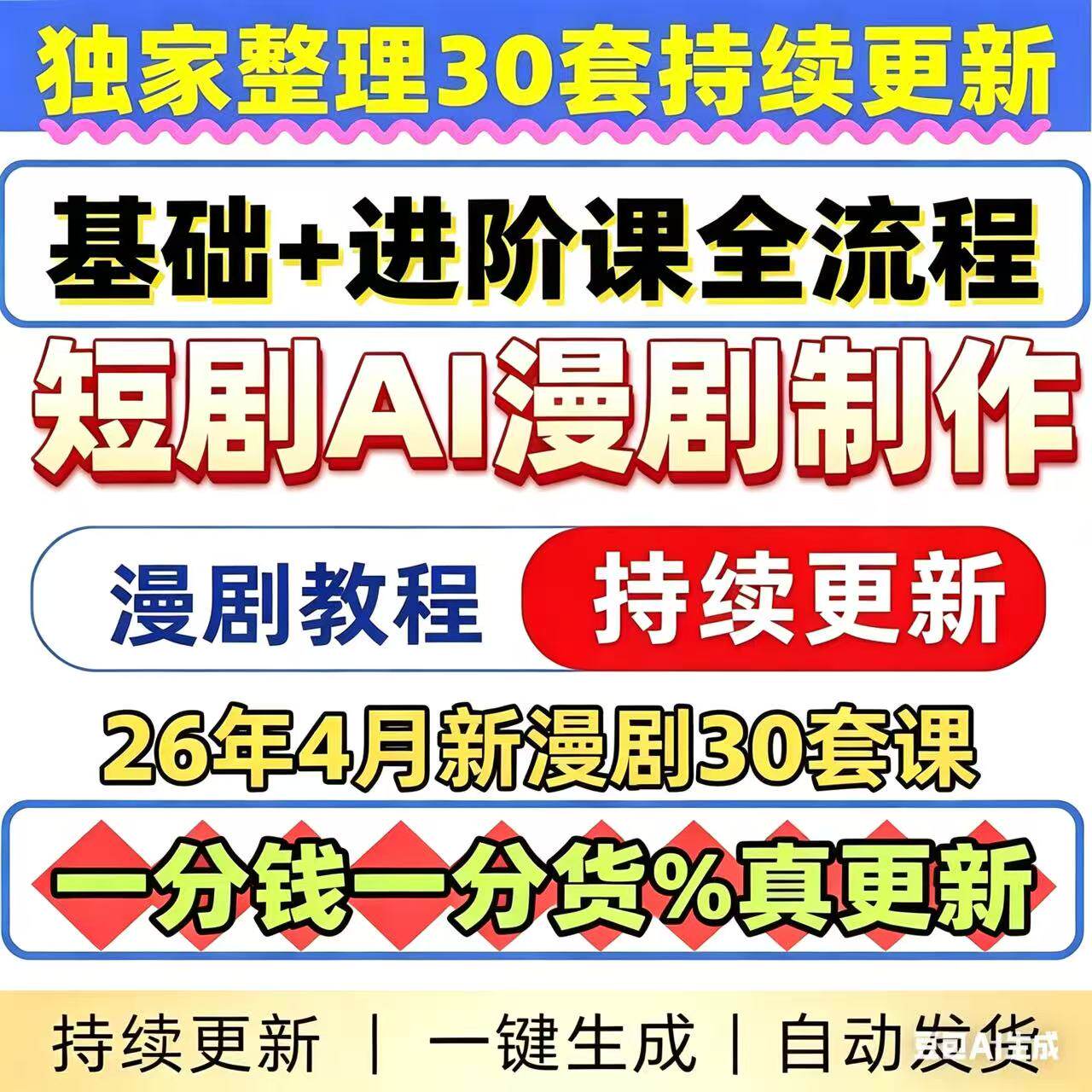 2026爆款AI漫剧制作教程全套零基础全流程实操课持续更新网盘发