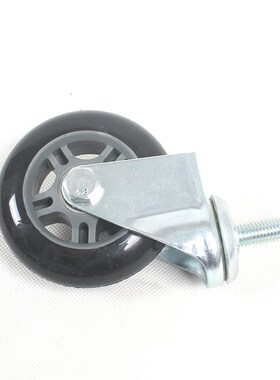 万向轮脚轮刹车PU轮子3寸黑色螺丝杆双轴承轮购物车万向静音轮