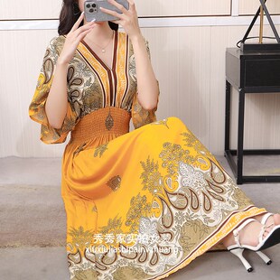 2024新款夏季连衣裙异域风情复古风波西米亚沙滩裙子泰国度假长裙