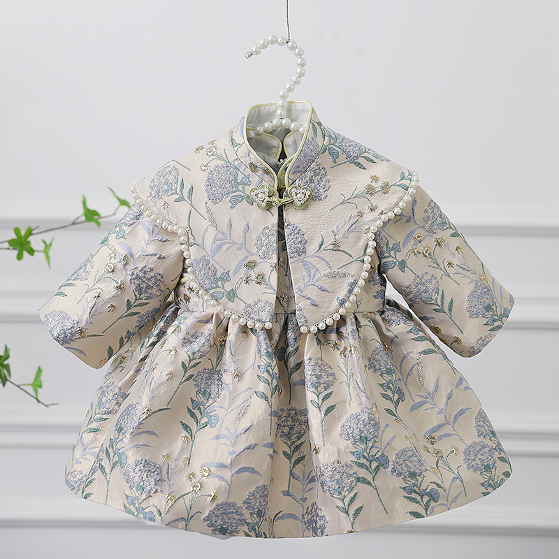 中国风抓周女宝宝礼服公主裙中式婴儿唐装儿童一周岁旗袍高端秋冬