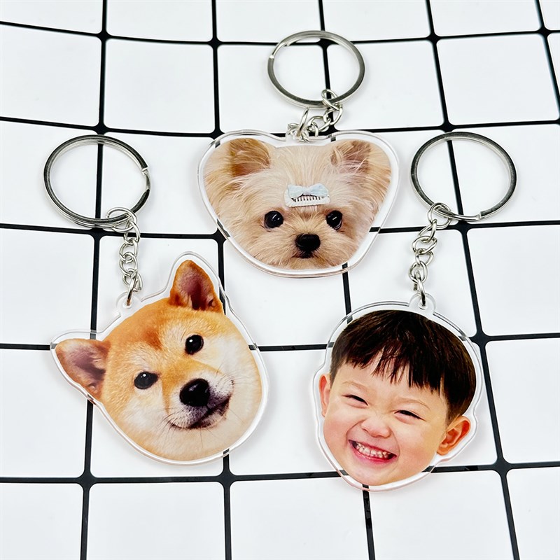 定制宠物钥匙扣挂件小猫狗狗照片定做纪念品压克力可爱包包小挂饰