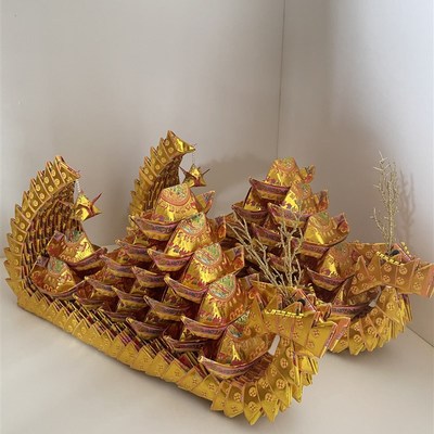 特色手工艺品折纸品龙船灯笼彩色印刷纸折叠文化用品帆船图案1个