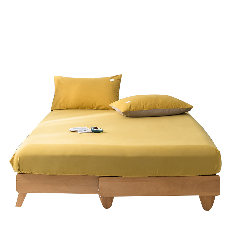 床笠单件纯棉加一对枕套黄色1.2米床罩1.8x2.0米万能防尘套全包灰