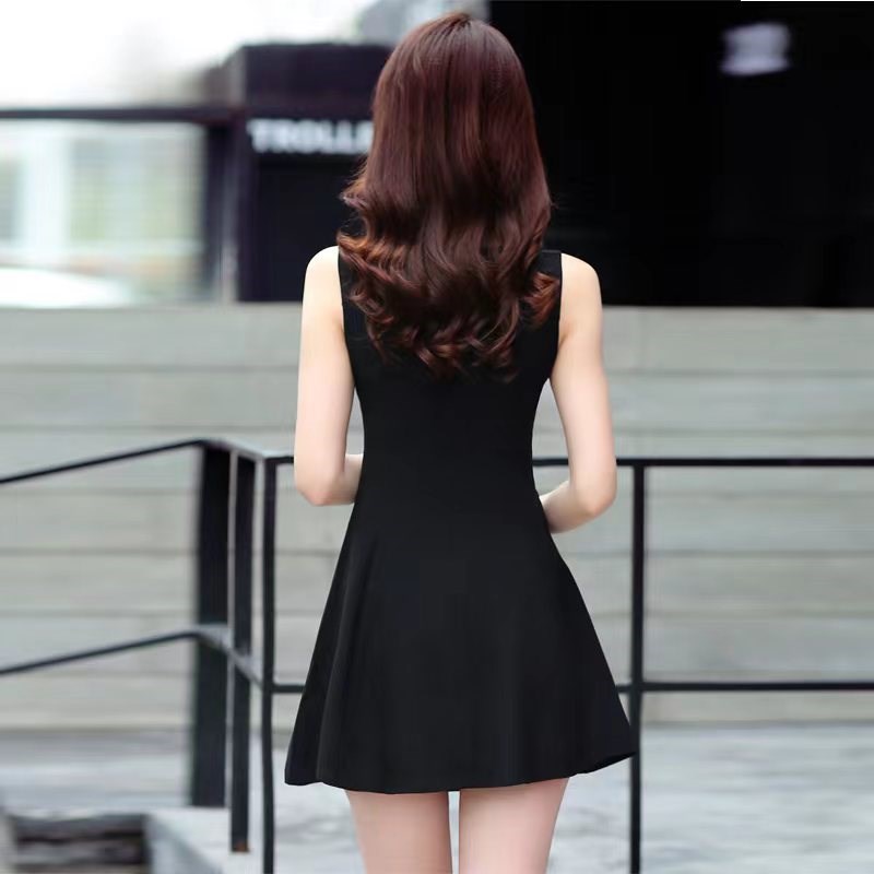 黑色背心裙女士短款裙子春秋内搭吊带小个子无袖打底连衣裙夏外穿