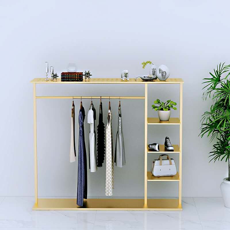 创意男女服装店铁艺挂衣架中岛落地衣服货架展示架家居卧式晾衣架