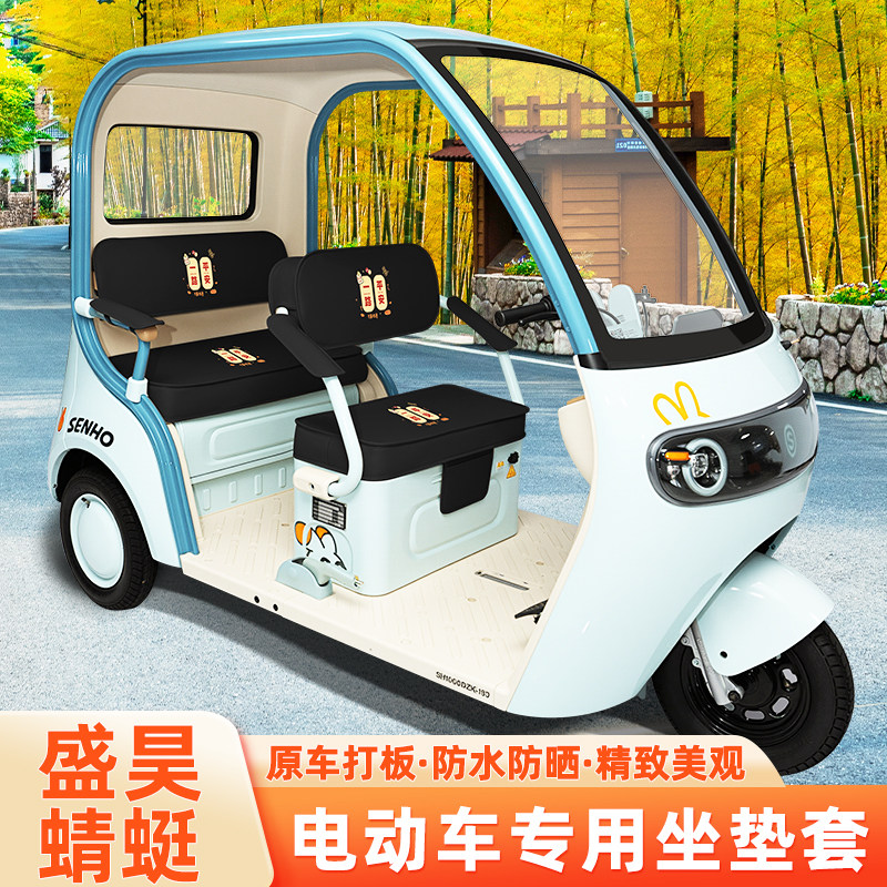 盛昊蜻蜓电动三轮车专用坐垫套脚垫脚踏板储物置物箱座套配件大全